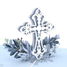 Load image into Gallery viewer, Blue Floral Cross Lovepop card