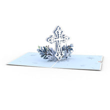 Load image into Gallery viewer, Blue Floral Cross Lovepop card