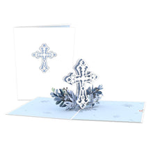 Load image into Gallery viewer, Blue Floral Cross Lovepop card
