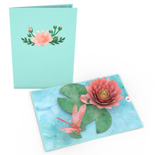 Load image into Gallery viewer, Water Lily Dragonfly Lovepop Card
