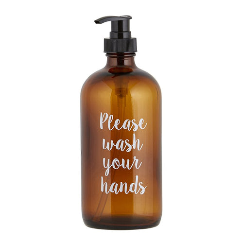 Soap Bottle - Please Wash Your Hands - Amber
