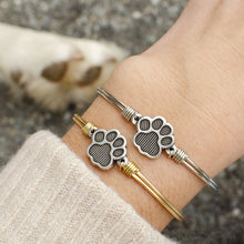 Load image into Gallery viewer, Luca+ Danni Pawprint Bangle Bracelet - Petite/Silver Tone
