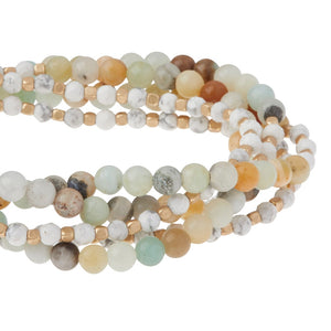 Amazonite & Howlite - Stone Duo Wrap Bracelet/Necklace and Pin