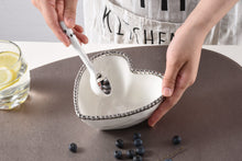 Load image into Gallery viewer, The Beaded Heart Set - White Bowl with Silver Rim and Spoon