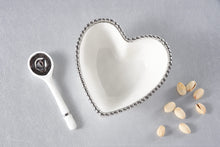 Load image into Gallery viewer, The Beaded Heart Set - White Bowl with Silver Rim and Spoon
