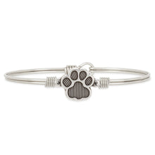 Load image into Gallery viewer, Luca+ Danni Pawprint Bangle Bracelet - Petite/Silver Tone