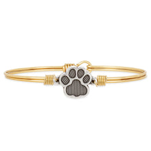 Load image into Gallery viewer, Luca+ Danni Pawprint Bangle Bracelet - Petite/Brass Tone