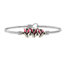 Load image into Gallery viewer, Luca+ Danni Tulips Bangle Bracelet - Petite/Silver Tone
