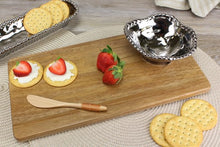 Load image into Gallery viewer, Hostess 3 Piece Wood Board Set - w/Silver Bowl