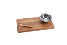 Load image into Gallery viewer, Hostess 3 Piece Wood Board Set - w/Silver Bowl