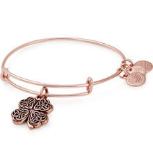 Load image into Gallery viewer, Four Leaf Clover Charm Bangle Bracelet