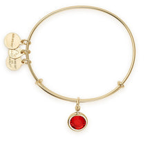 Load image into Gallery viewer, July Light Siam Birthstone Charm Bangle With Swarovski® Crystals Shiny Silver