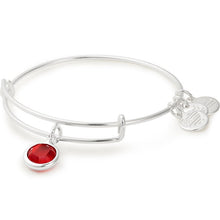 Load image into Gallery viewer, Alex and Ani - July Light Siam Birthstone Charm Bangle With Swarovski® Crystals Shiny Silver