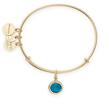 Load image into Gallery viewer, December Blue Zircon Birthstone Charm Bangle With Swarovski® Crystals Shiny Gold
