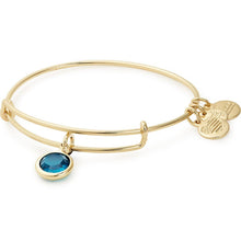 Load image into Gallery viewer, Alex and Ani - December Blue Zircon Birthstone Charm Bangle With Swarovski® Crystals Shiny Gold
