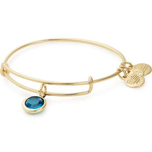 Load image into Gallery viewer, Alex and Ani - December Blue Zircon Birthstone Charm Bangle With Swarovski® Crystals Shiny Gold