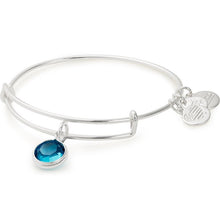 Load image into Gallery viewer, Alex and Ani - December Blue Zircon Birthstone Charm Bangle With Swarovski® Crystals Shiny Silver