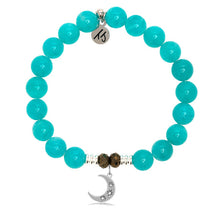 Load image into Gallery viewer, Aqua Amazonite Stone Bracelet with Friendship Stars Sterling Silver Charm