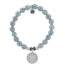 Load image into Gallery viewer, Blue Quartzite Stone Bracelet with Always in My Heart Sterling Silver Charm
