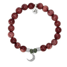 Load image into Gallery viewer, Brick Red Jasper Stone Bracelet with Friendship Stars Sterling Silver Charm