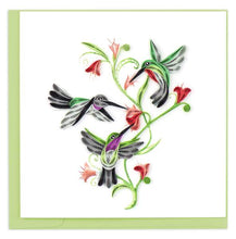 Load image into Gallery viewer, Quilled Hummingbird Trio Greeting Card
