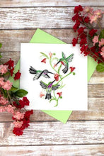Load image into Gallery viewer, Quilled Hummingbird Trio Greeting Card
