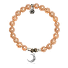 Load image into Gallery viewer, Champagne Agate Stone Bracelet with Friendship Stars Sterling Silver Charm