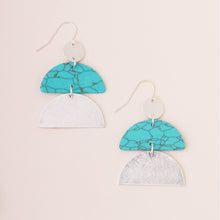 Load image into Gallery viewer, Stone Half Moon Earring - Turquoise/Silver