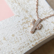 Load image into Gallery viewer, Prick Cactus Necklace with CZ stones - 925 Sterling Silver w/Rose Gold Plating
