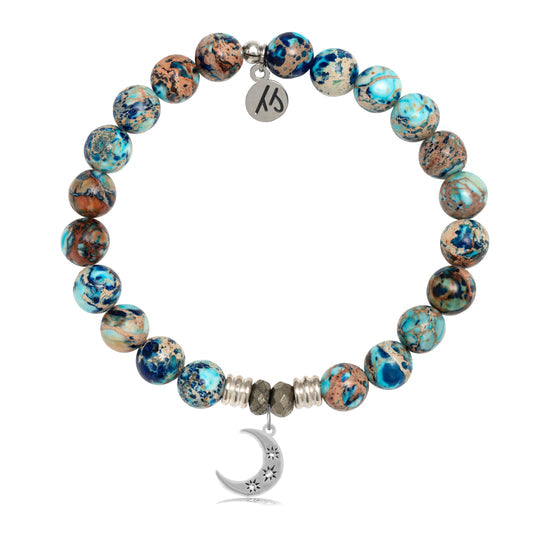 Earth Jasper Stone Bracelet with Friendship Stars Sterling Silver Charm