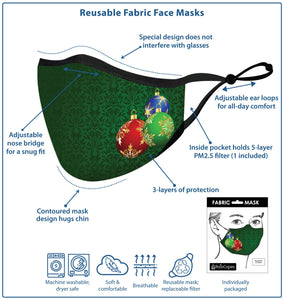 Retro Christmas Reusable Fabric Face Mask