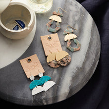 Load image into Gallery viewer, Stone Half Moon Earring - Turquoise/Silver