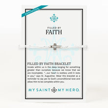 Load image into Gallery viewer, My Saint My Hero Filled by Faith Open Cross Bracelet Metallic Silver with Silver