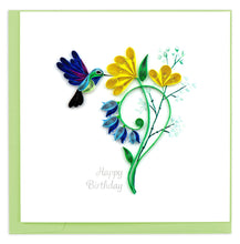 Load image into Gallery viewer, Quilled Birthday Hummingbird Card