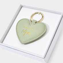 Load image into Gallery viewer, Beautifully Boxed Heart Keyring - Wonderful Mom - Sage Green
