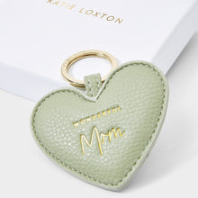 Load image into Gallery viewer, Beautifully Boxed Heart Keyring - Wonderful Mom - Sage Green
