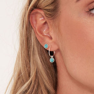 Katie Loxton Signature Stones - Free Spirit - Turquoise Silver Studs and Hoop Earrings Set