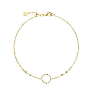Anklet - Gold Bamboo Loop,  10.2" Adjustable Length