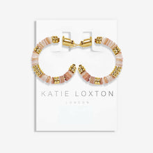 Load image into Gallery viewer, Summer Solstice - Pink Beaded Gold Hoop Earrings