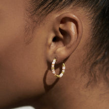 Load image into Gallery viewer, Summer Solstice - Pink Beaded Gold Hoop Earrings