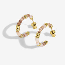 Load image into Gallery viewer, Summer Solstice - Pink Beaded Gold Hoop Earrings