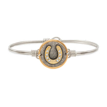 Load image into Gallery viewer, Lucky Horseshoe Charm Bangle Bracelet