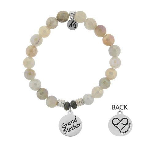 Moonstone Stone Bracelet with Grandmother Endless Love Sterling Silver Charm