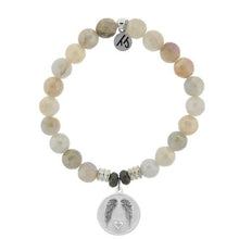 Load image into Gallery viewer, Moonstone Stone Bracelet with Guardian Sterling Silver Charm
