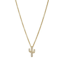 Load image into Gallery viewer, Prick Cactus Necklace with CZ stones - 925 Sterling Silver w/Yellow Gold Plating
