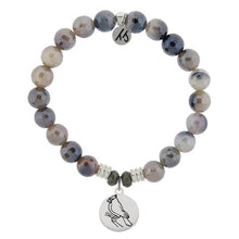 Load image into Gallery viewer, Storm Agate Stone Bracelet with Cardinal Sterling Silver Charm