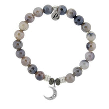 Load image into Gallery viewer, Storm Agate Stone Bracelet with Friendship Stars Sterling Silver Charm
