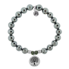 Load image into Gallery viewer, Terahertz Stone Bracelet with Family Tree Circle Sterling Silver Charm