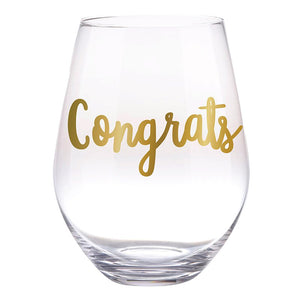 Jumbo Stemless Wine Glass - Congrats