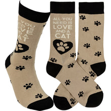 Load image into Gallery viewer, Socks - All You Need Is Love And A Cat
